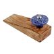 2 Pieces Navy Blue Wheel Flower Ceramic Wooden Door Stopper